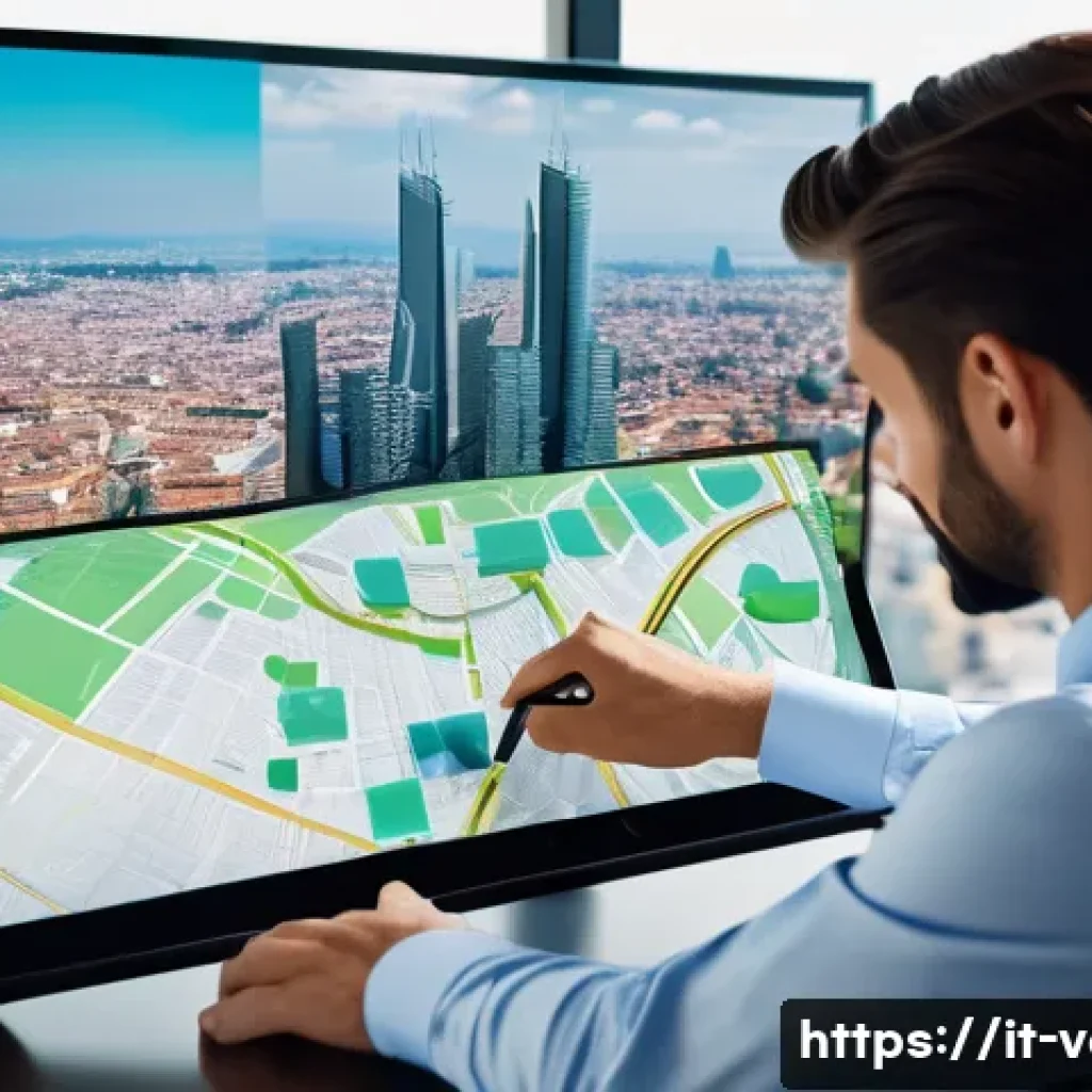 감정평가사의 부동산 투자 전략 - A sophisticated urban real estate investor analyzing a detailed 3D digital map of Milan&rsquo;s emerging n...