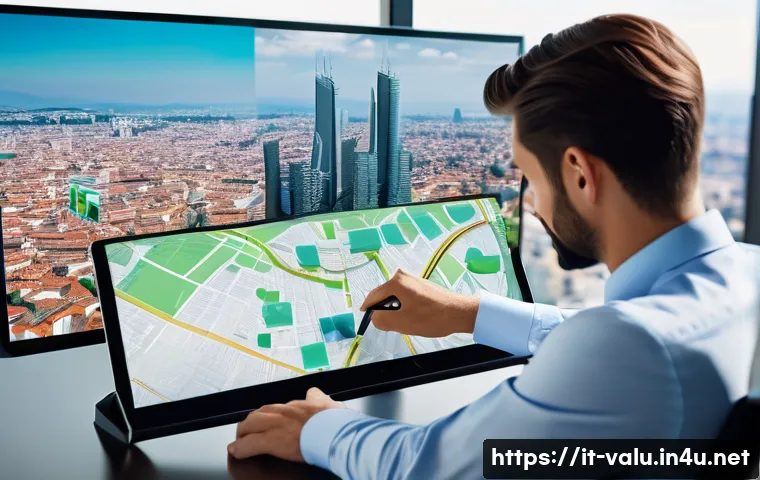 감정평가사의 부동산 투자 전략 - A sophisticated urban real estate investor analyzing a detailed 3D digital map of Milan’s emerging n...