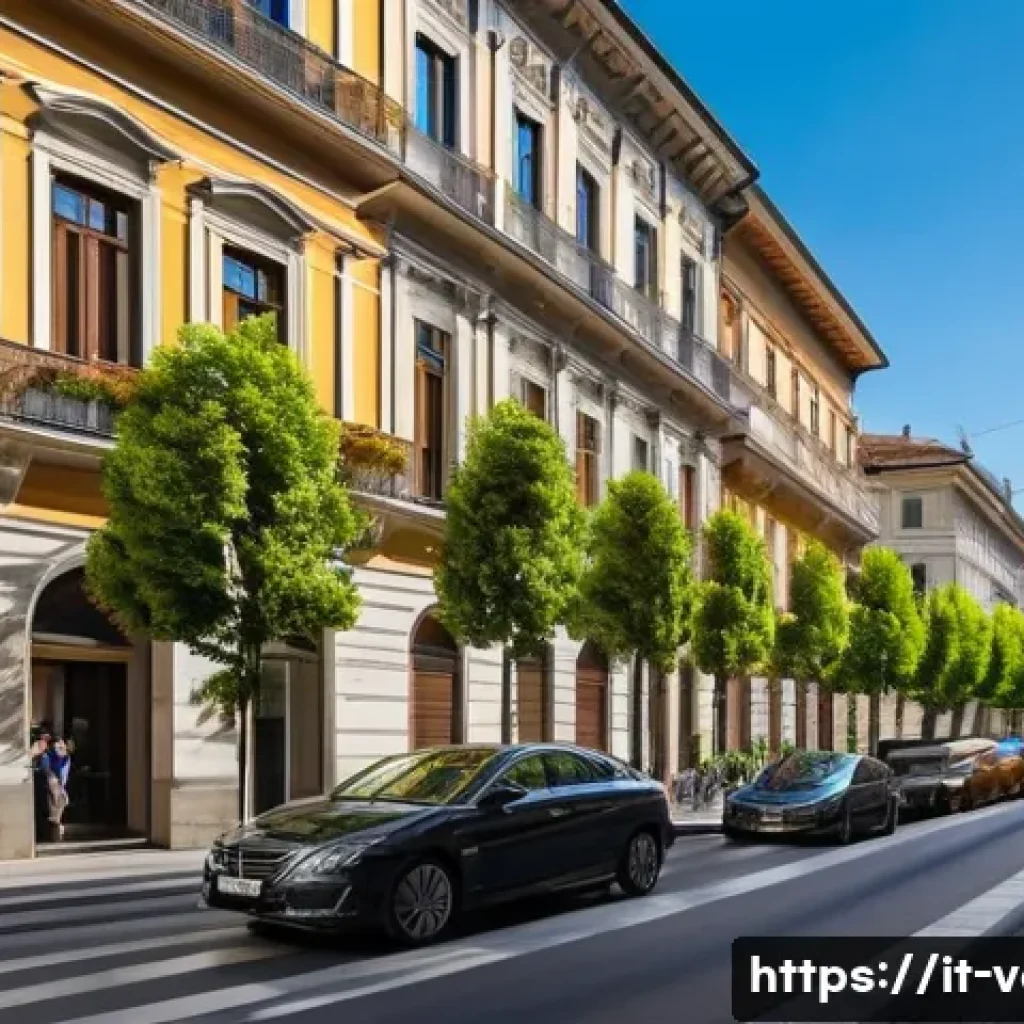 감정평가사의 지역적 시장 특성 분석 - A vibrant urban neighborhood in Milan showcasing a mix of elegant modern apartments and historic bui...